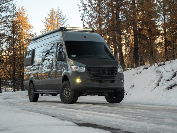 Fiamma F80S awning on Sprinter LWB Low Pro rack