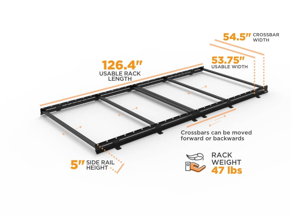 Low Pro Rack dimensions for the MWB low roof Sprinter