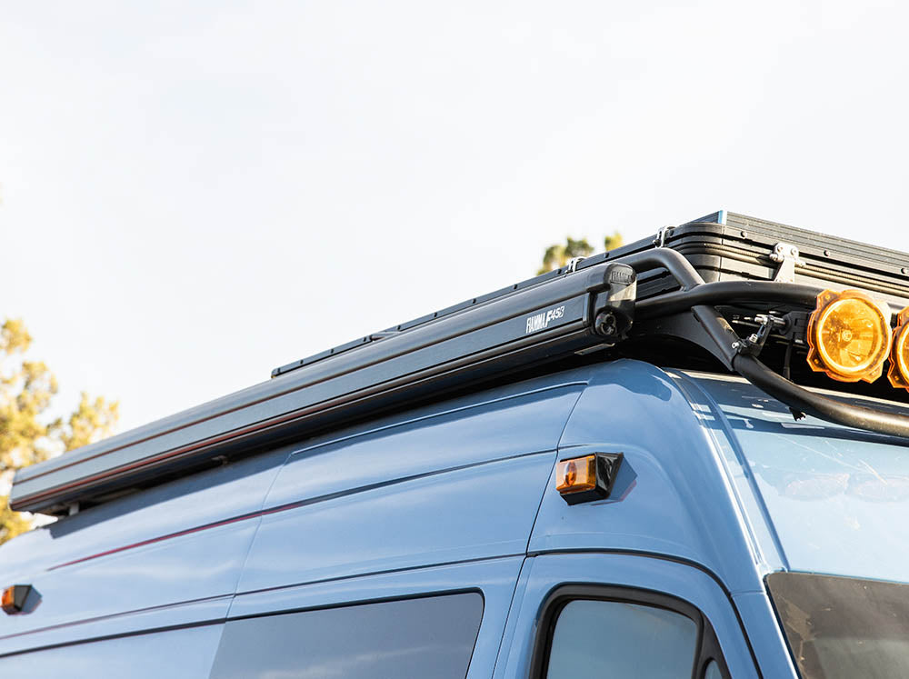 Fiamma F45S awning extended on camper van