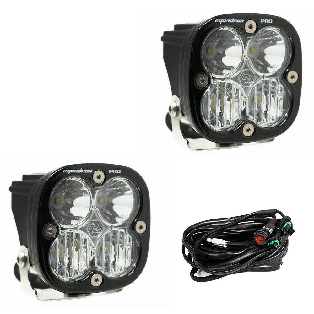 Squadron Pro Black LED Auxiliary Light Pod Pair, Wide Cornering, Clear